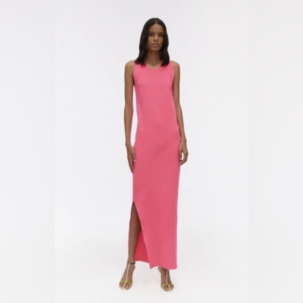 Helmut Lang NWOT Neon Pink Tank Maxi Dress with Slit
